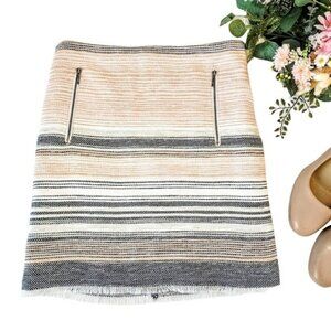 Ann Taylor Loft Women's Tweed Mini Skirt Size 14 Pink Peach Zipper Pockets Sprin